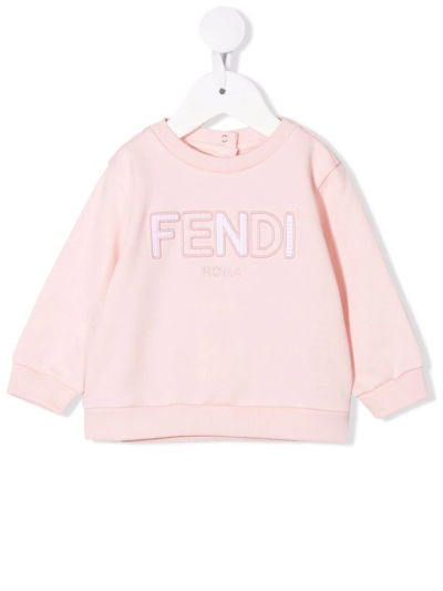 Fendi Babies' Embroidered-logo Sweatshirt In Pink