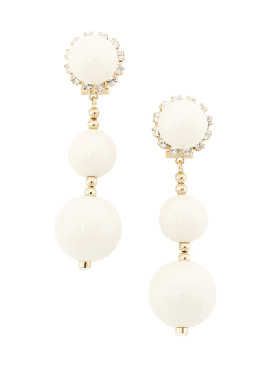Carolina Herrera Goldtone, Plexiglass, & Crystal Beaded Drop Earrings In Ivory Gold