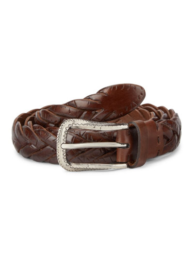 Brunello Cucinelli Men's Braided Leather Belt In Sigaro