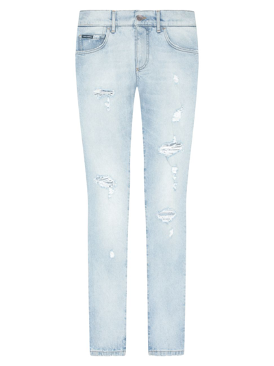 Dolce & Gabbana Distressed Skinny Jeans In Variante Abbinata