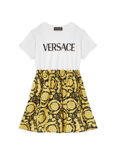 Versace Kids' Little Girl's & Girl's Logo Cotton Dress In Neutral