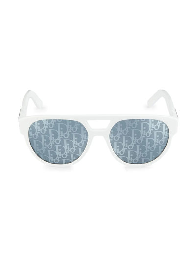 Dior Monogram Logo Round Sunglasses In White