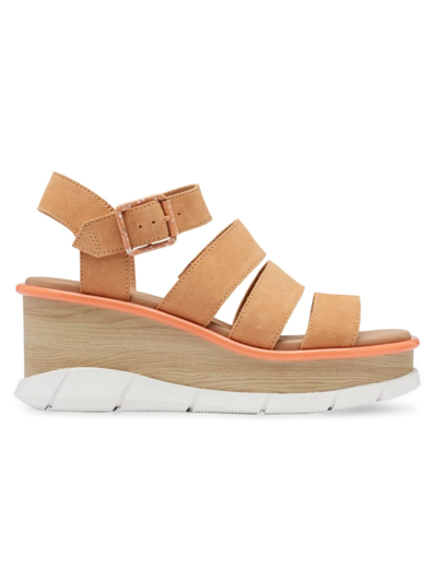 Sorel Women's Joanie Iii Strappy Wedge Sandals Women's Shoes In Faded Spark/white