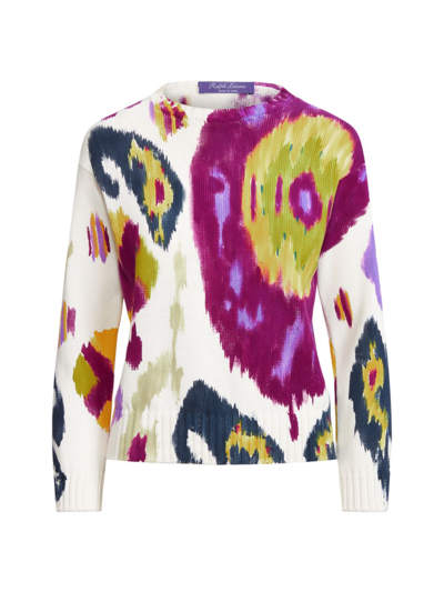 Ralph Lauren Printed Cotton Crewneck Sweater In Multi