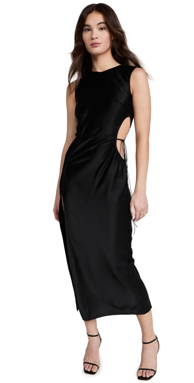 Anna October Maxi Dress With Side Slit In Black
