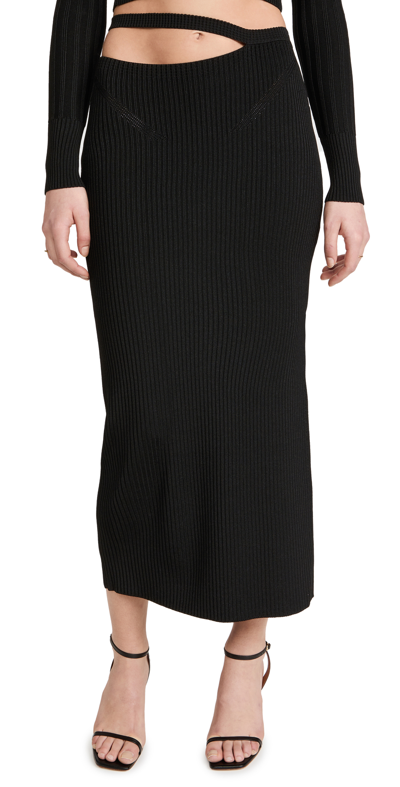 Anna October Women's Stevi Cutout Ribbed-knitted Midi Skirt In Black,yellow