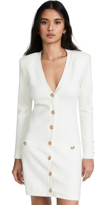 L Agence Breanna V-neck Long Sleeve Minidress In Ivory