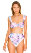 Beach Riot Poppy Bikini Top In Candy Skies