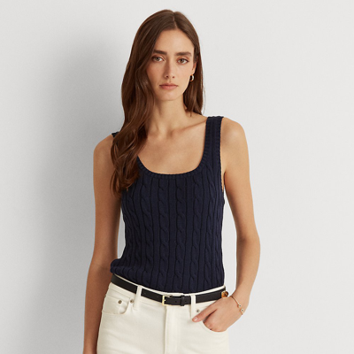 Ralph Lauren Cable-knit Sleeveless Sweater In French Navy