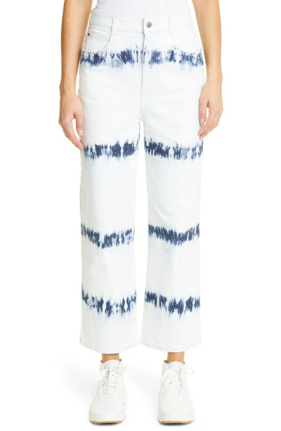 Stella Mccartney Bleach Tie-dye Striped Denim Trousers In Light Blue