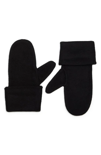 Totême Cuffed Double Face Wool Blend Mittens In Black