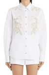 DOLCE & GABBANA LACE TRIM POPLIN BLOUSE