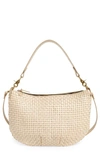 Clare V Moyen Woven Leather Convertible Messenger Bag In Cream Woven Checker