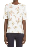 Erdem Sofia Floral-print Cotton-jersey T-shirt In Ivory / Olive