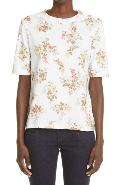 Erdem Sofia Floral-print Cotton-jersey T-shirt In Ivory