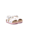 Monnalisa Floral-print Leather Sandals In 0191 White