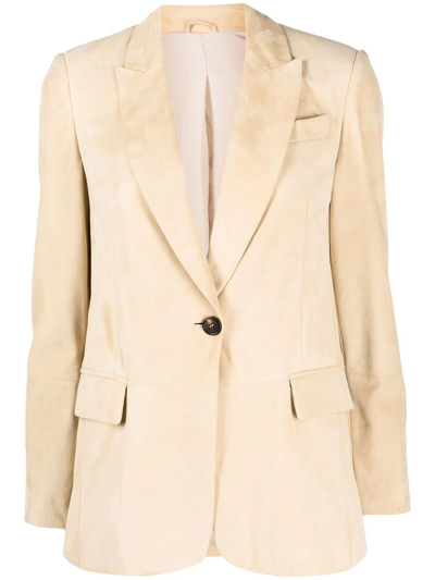 Brunello Cucinelli Peak-lapel Single-breasted Blazer In Yellow