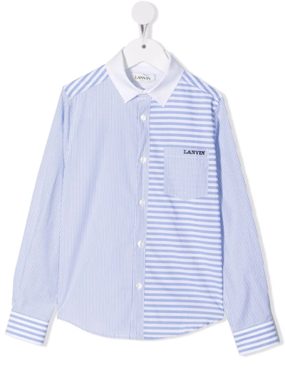 Lanvin Enfant Teen Cotton Multi-striped Shirt In White