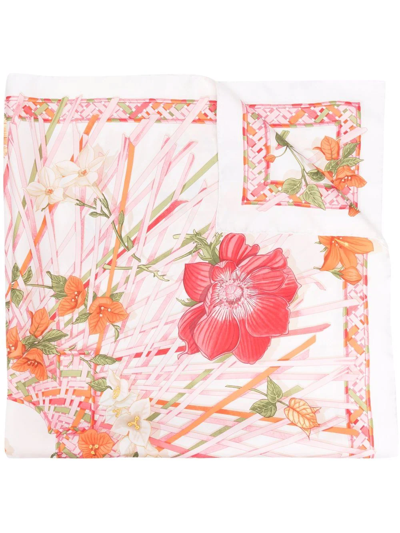Ferragamo Floral-print Silk Scarf In Pink