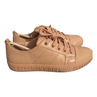 Pre-owned Opening Ceremony Leather Trainers In Ecru