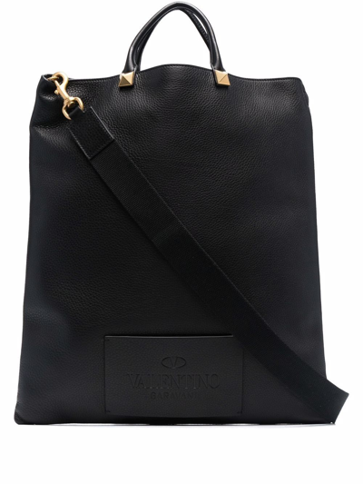 Valentino Garavani Rockstud Black Tote Bag In Nero