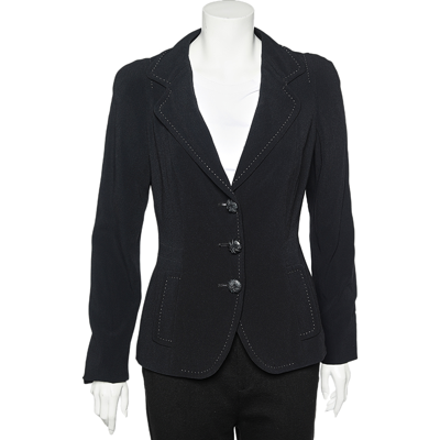 Pre-owned Max Mara Black Crepe Button Front Blazer S