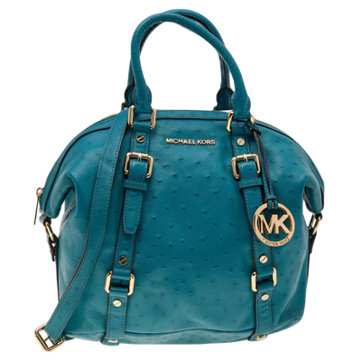 Pre-owned Michael Michael Kors Blue Ostrich Embossed Leather Tote