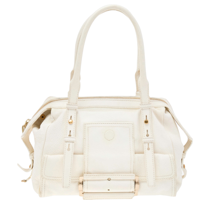 Pre-owned Givenchy White Leather Zip Satchel
