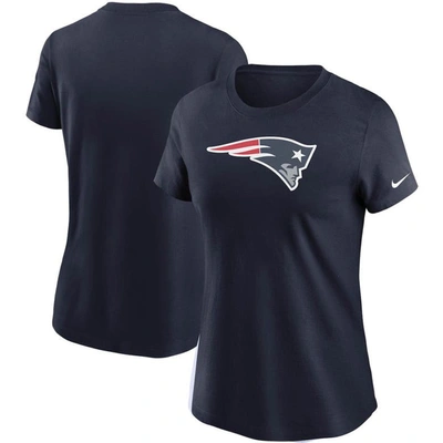 Nike Women's Navy New England Patriots Logo Essential T-shirt In Blue