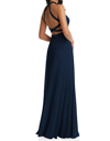 Dessy Collection Stand Collar Halter Maxi Dress With Criss Cross Open-back In Midnight