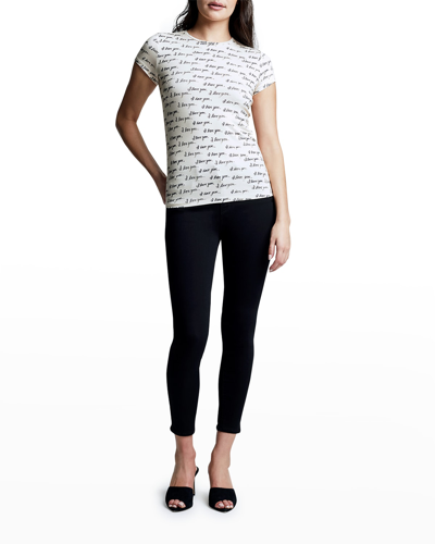 L Agence Ressi Printed Stretch-jersey T-shirt In White