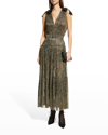 Sabina Musayev Ray Tiered Satin Dress With Bows In Lime