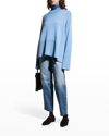 Totême Ribbed Wool And Organic Cotton-blend Turtleneck Sweater In Bolt Blue 403