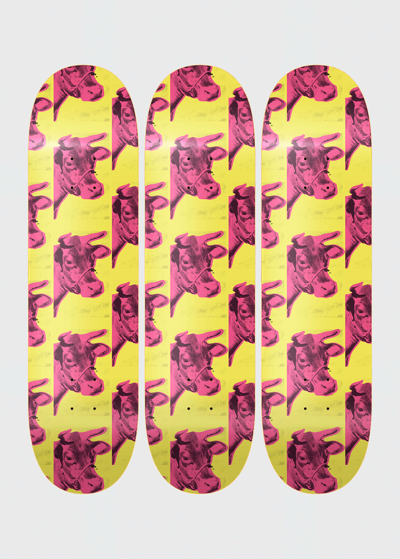 The Skateroom Cow Triptych By Andy Warhol Skateboard Wall Art, Set Of 3