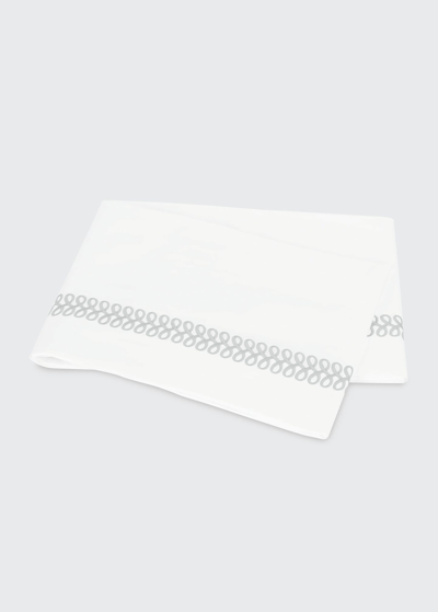 Matouk Astor Braid Full/queen Flat Sheet In Silver