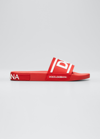 Dolce & Gabbana Contrasting Dg Logo Rubber Slides In Blckwhite