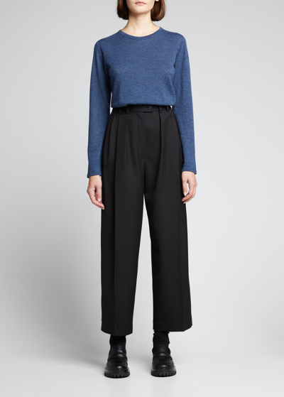 Majestic Cashmere Long-sleeve Crewneck Pullover In 313 Blue Jean
