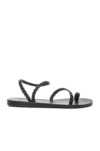Ancient Greek Sandals Eleftheria Braided Leather Sandals In Black