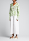 Vince Tie-dye Double V-neck Long-sleeve Blouse In Pistachio