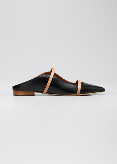 Malone Souliers Maureen Pointed Napa Flats In Blacknude