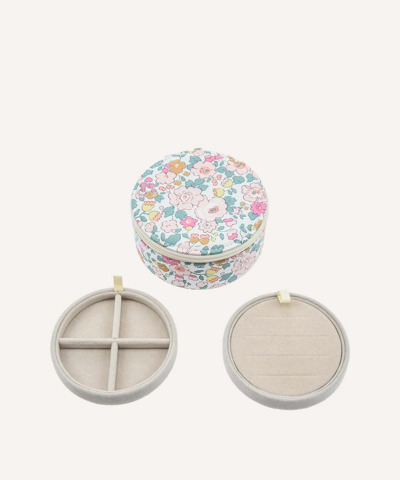Bon Dep Betsy Metallic Tana Lawn Cotton Round Jewellery Box In Assorted