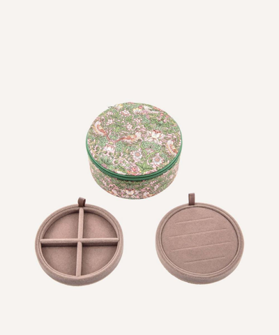 Bon Dep Strawberry Thief Organic Tana Lawn Cotton Round Jewellery Box In Assorted