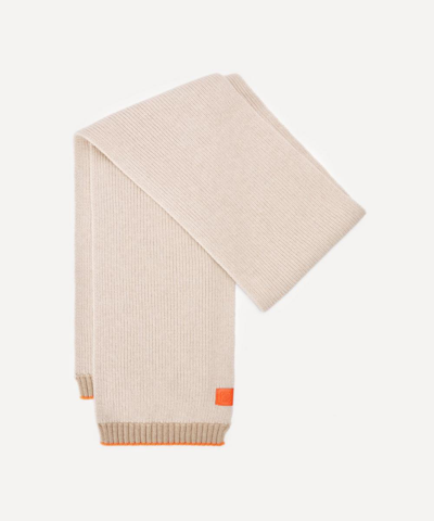 Loewe Knitted Wool Scarf In White/orange