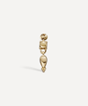 Maria Tash 14ct Single Tassel Charm Single Threaded Stud Earring In Yellow