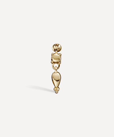 Maria Tash 14ct Single Tassel Charm Single Threaded Stud Earring In Yellow