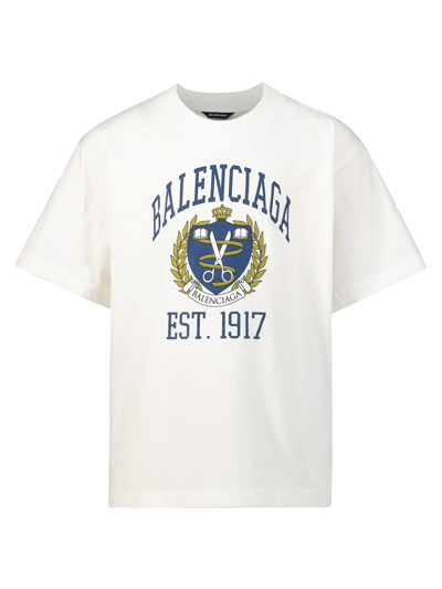 Balenciaga Boys White Kids College Logo-print Cotton T-shirt 4-10 Years 6 Years