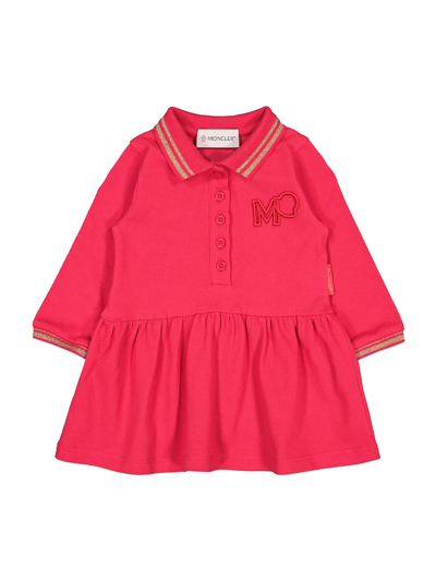 Moncler Babies' Kids' Embroidered Logo Cotton Stretch Piqué Polo Dress In Fuchsia