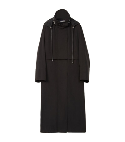 Loewe Convertible Hooded Twill Parka In Black