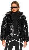 Perfect Moment High-shine Quilted Ski Jacket In Black Cire