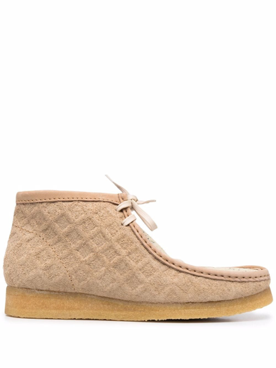 Clarks Textured Lace-up Boots In Nude